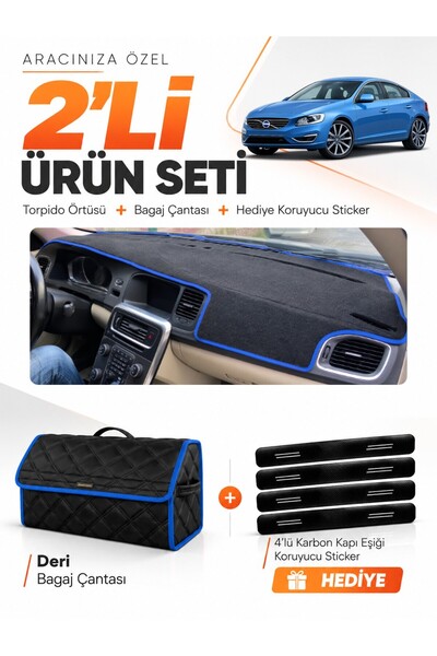 e-biz Volvo S60 (2011-2017) Compatible Dashboard Cover + Leather Trunk Bag + ...