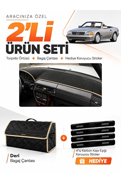e-biz Mercedes R129 (1989-2001) Compatible Glove Box Cover + Leather Trunk Ba...