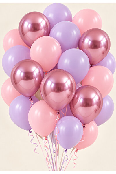 baloss fer Pink Lilac Chrome Dream Deluxe 20-Piece Balloon Set Chrome Pink Ma...