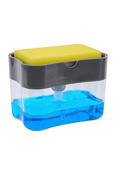 HAWIRE Dispenser detergent lichid de vase 2-in-1 HAWIRE, Burete si suport inclus, Rezervor 385ml, Dozaj con