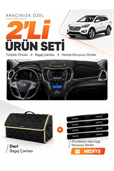 e-biz Hyundai Santa Fe (2012-2017) Compatible Torpedo Cover + Leather Trunk B...
