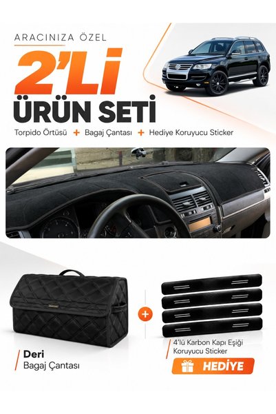 e-biz Dashboard Cover + Leather Trunk Bag + Sticker Set Compatible with Volks...