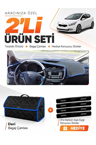 e-biz Kia Ceed (2013-2019) Compatible Dashboard Cover + Leather Trunk Bag + S...