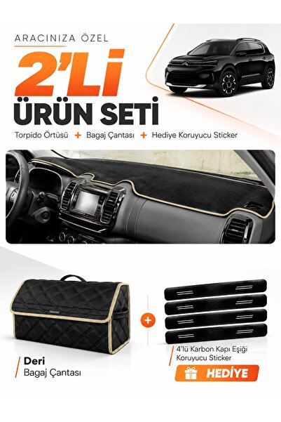 e-biz Citroen C5 Ai̇rcross (2018-2026) Compatible Torpedo Cover + Leather Lug...