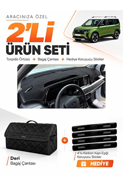 e-biz Ford Courier (2024-2027) Compatible Glove Box Cover + Leather Luggage B...