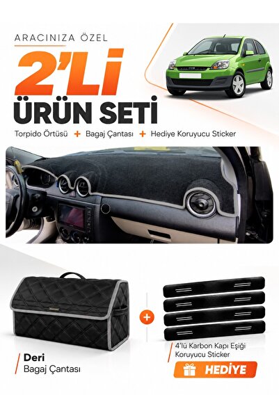 e-biz Ford Fi̇esta Type 2 (2003-2010) Compatible Glove Box Cover + Leather Tr...