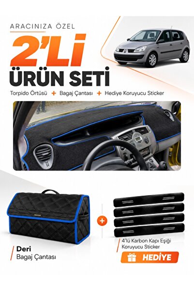 e-biz Renault Scenic 2 (2003-2009) Compatible Glove Box Cover + Leather Trunk...