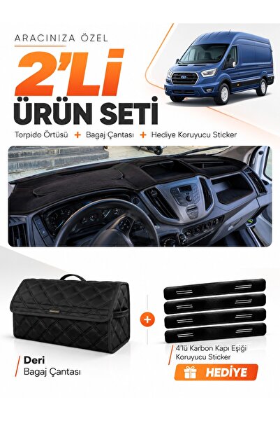 e-biz Ford Transit (2015-2022) Compatible Glove Box Cover + Leather Luggage B...