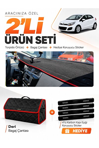 e-biz Kia Rio (2012-2018) Compatible Torpedo Cover + Leather Luggage Bag + St...