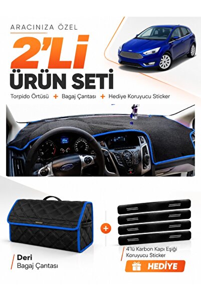 e-biz Ford Focus 3 (2011-2016) Compatible Dashboard Cover + Leather Trunk Bag...