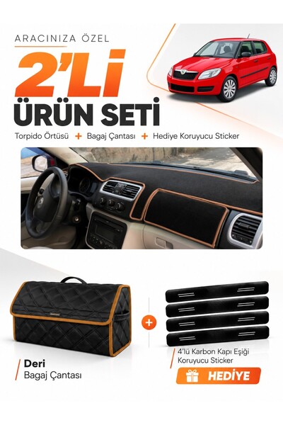 e-biz Skoda Fabia (2007-2014) Compatible Dashboard Cover + Leather Trunk Bag ...