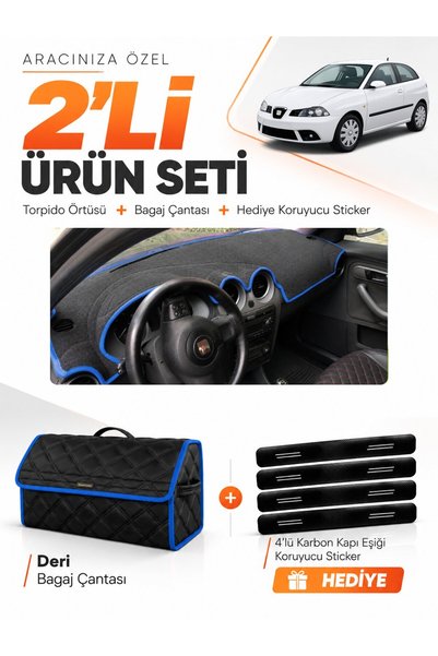 e-biz غطاء توربيدو + حقيبة أمتعة جلدية + مجموعة ملصقات متوافقة مع سيارة SEAT ...