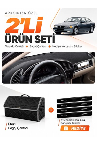 e-biz Bmw E36 (1990-2000) Compatible Glove Box Cover + Leather Trunk Bag + St...