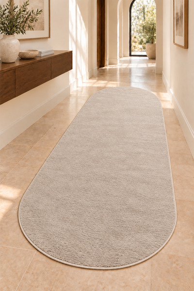 Raschel Carpet Premium Yıkanabilir Leke Tutmaz Modern Yolluk Elips Model Bej ...