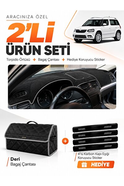 e-biz Skoda Yeti (2012-2018) Compatible Dashboard Cover + Leather Trunk Bag +...