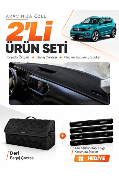 e-biz Volkswagen T-Cross (2021-2023) Compatible Dashboard Cover + Leather Tru...
