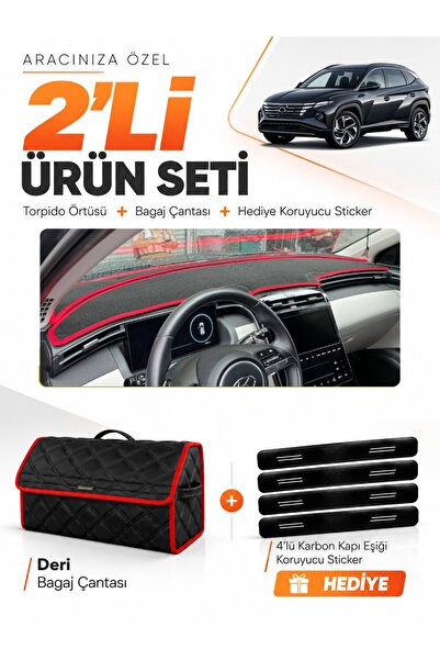 e-biz Hyundai Tucson (2021-2024) Compatible Glove Box Cover + Leather Trunk B...