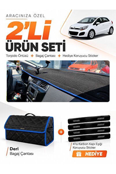 e-biz Kia Rio (2012-2018) Compatible Torpedo Cover + Leather Luggage Bag + St...