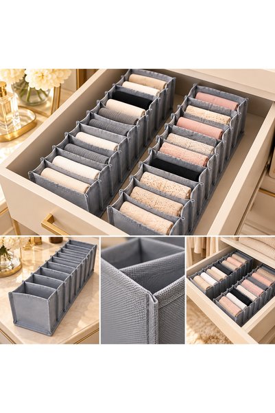 Çınar Ev Tekstil 10 Compartment Socks and Underwear Organizer - Closet Organizer - Drawer Fabric Organizer