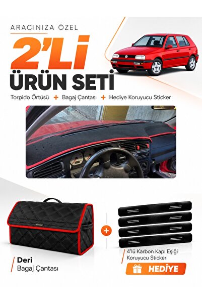 e-biz Volkswagen Golf 3 (1991-1997) Compatible Glove Box Cover + Leather Trun...