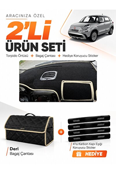 e-biz Fiat 500L (2013-2017) Compatible Dashboard Cover + Leather Trunk Bag + ...