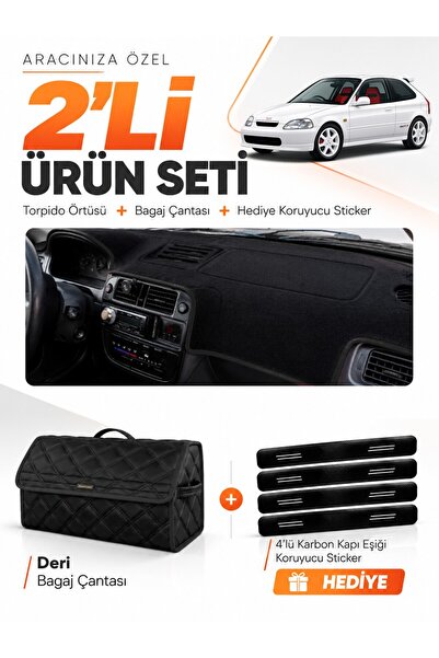 e-biz Honda Civic Ek-Ej-Em (1995-2000) Compatible Torpedo Cover + Leather Tru...
