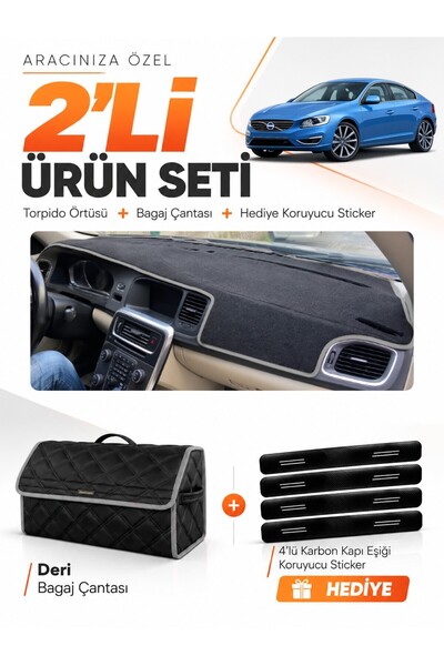 e-biz Dashboard Cover + Leather Trunk Bag + Sticker Set Compatible with Volvo...