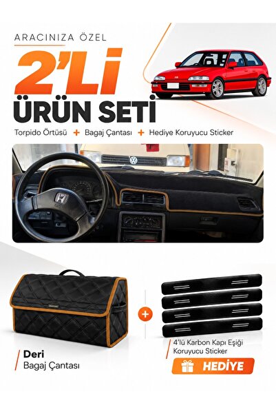 e-biz Honda Civic Ef (1988-1991) Compatible Dashboard Cover + Leather Trunk B...