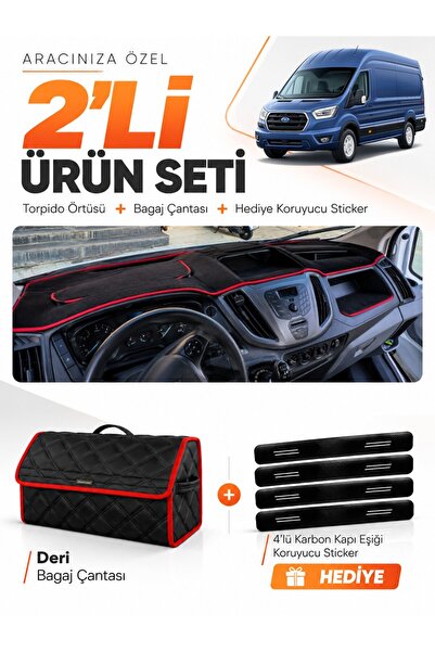 e-biz Ford Transit (2015-2022) Compatible Glove Box Cover + Leather Luggage B...