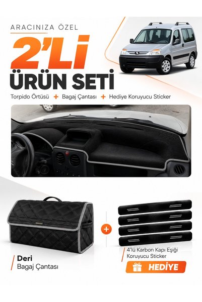 e-biz Glove Box Cover + Leather Luggage Bag + Sticker Set Compatible with Peu...