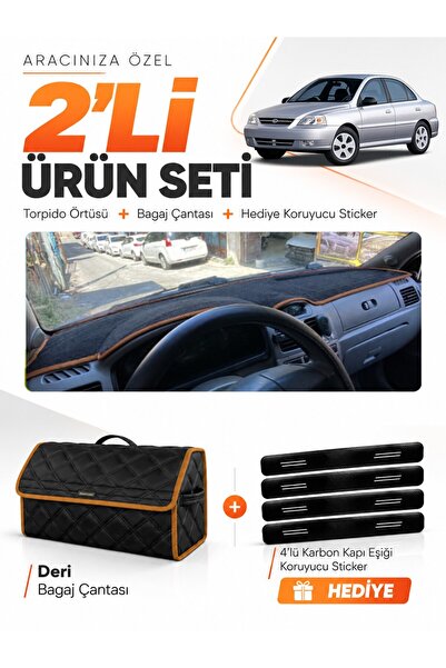 e-biz Kia Rio (2000-2005) Compatible Torpedo Cover + Leather Luggage Bag + St...