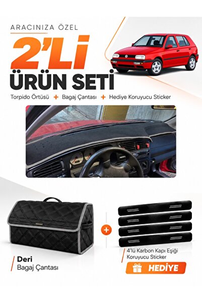 e-biz Volkswagen Golf 3 (1991-1997) Compatible Glove Box Cover + Leather Trun...