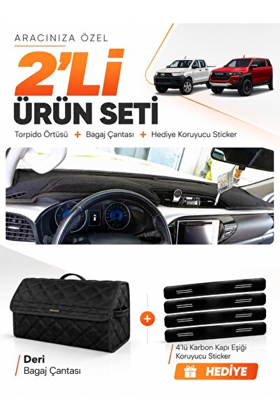 e-biz Toyota Hi̇lux (2016-2025) Compatible Dashboard Cover + Leather Trunk Ba...