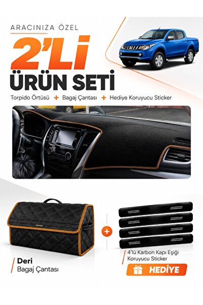 e-biz Mitsubishi L200 (2015-2021) Compatible Glove Box Cover + Leather Luggag...