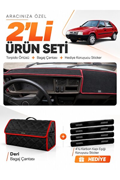 e-biz Skoda Favorit (1987-1995) Compatible Dashboard Cover + Leather Trunk Ba...