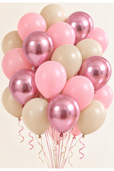 baloss fer Pink Chrome Elegance Deluxe 20-Piece Balloon Set Chrome Pink Pink ...