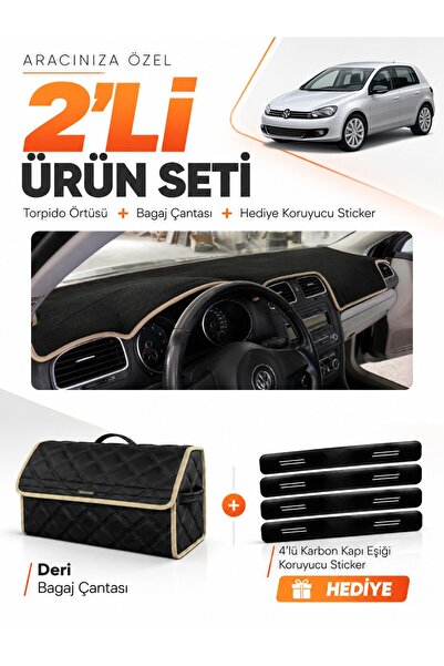 e-biz Volkswagen Golf 6 (2008-2012) Compatible Glove Box Cover + Leather Trun...