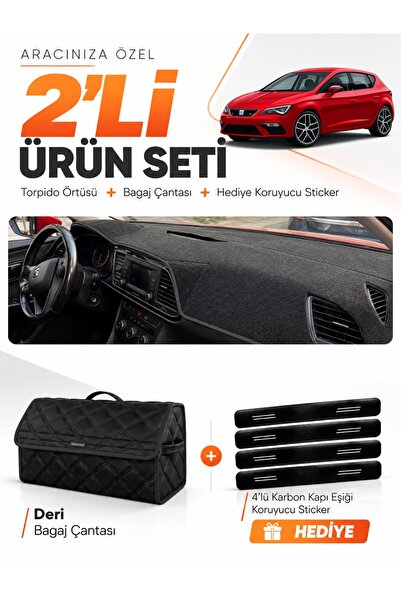 e-biz غطاء توربيدو متوافق مع سيارة SEAT LEON (2013-2020) + حقيبة أمتعة جلدية ...
