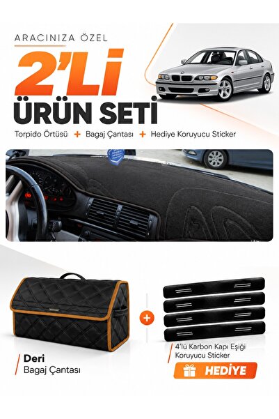 e-biz غطاء توربيدو متوافق مع سيارة BMW E46 (1997-2006) + حقيبة أمتعة جلدية + ...