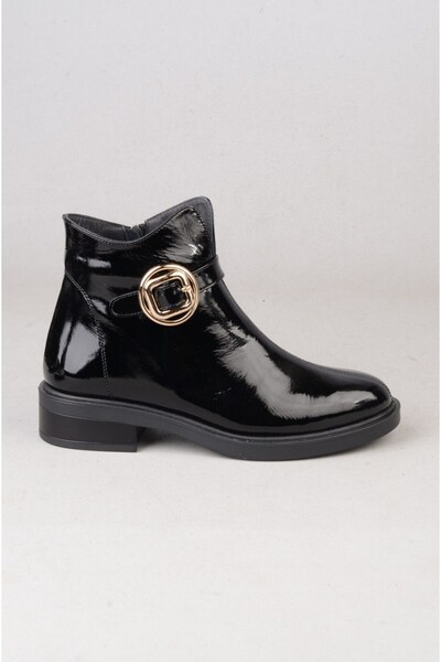SEÇ KUNDURA Seç v2711 genuine leather women's boot (heel height: 3 cm) black patent