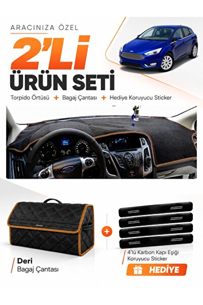 e-biz Ford Focus 3 (2011-2016) Compatible Dashboard Cover + Leather Trunk Bag...