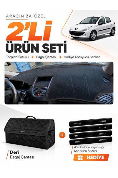 e-biz Peugeot 206+ (2009-2013) Compatible Dashboard Cover + Leather Trunk Bag...