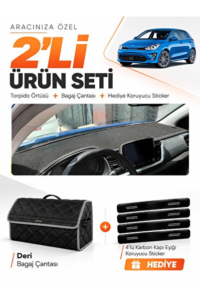 e-biz Kia Rio (2019-2024) Compatible Torpedo Cover + Leather Trunk Bag + Stic...