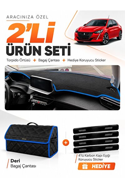 e-biz Peugeot 208 (2020-2024) Compatible Dashboard Cover + Leather Trunk Bag ...