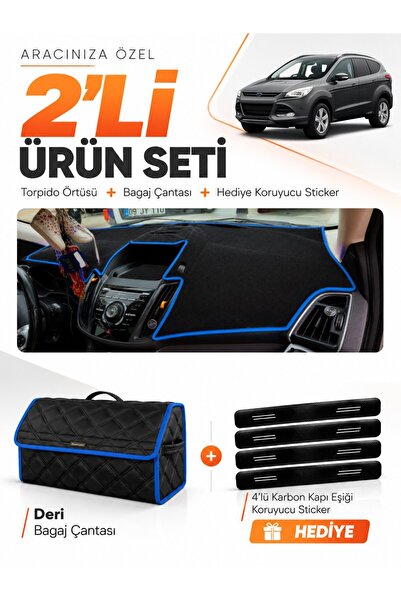 e-biz Ford Kuga (2013-2015) Compatible Dashboard Cover + Leather Trunk Bag + ...