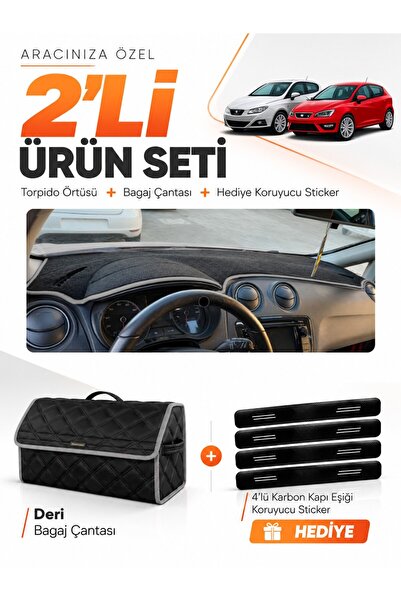 e-biz Seat Ibiza (2008-2017) Compatible Glove Box Cover + Leather Trunk Bag +...