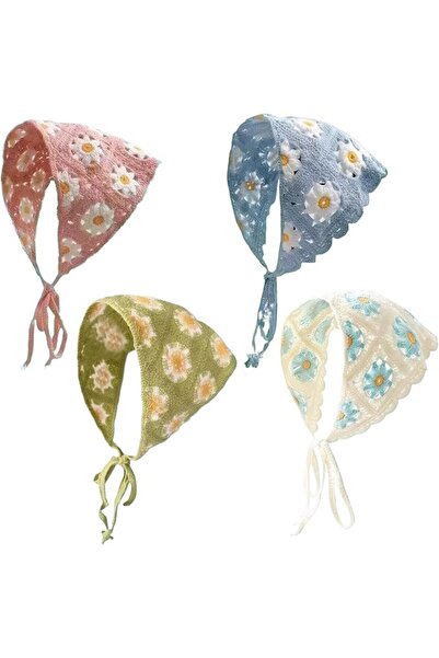 Yelajoy ALMEKAQUZ 4PCS Crochet Bandanas Headbands for Women, Floral Knitted D...