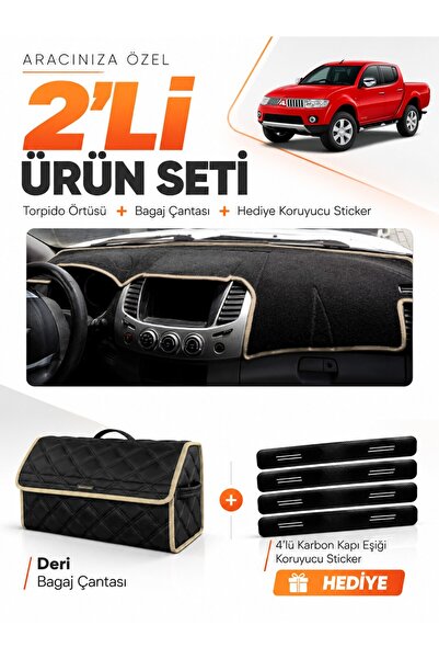 e-biz Mitsubishi L200 (2005-2015) Compatible Glove Box Cover + Leather Luggag...