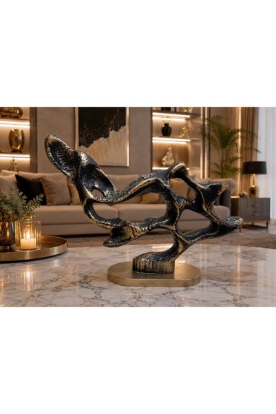 ersu store Modern Soyut Dekoratif Biblo – Gold Eskitme Detaylı Şık Salon Dekoru