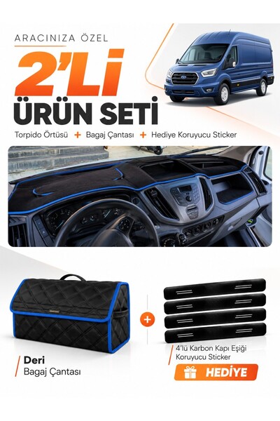 e-biz Ford Transit (2015-2022) Compatible Glove Box Cover + Leather Luggage B...